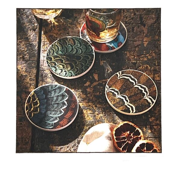 John Derian for Target - 4pc Earthenware Fall Turkey Coaster Set - Picture 7 of 9